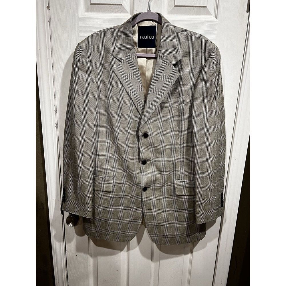Nautica 3 Button Sports Jacket Silk/Wool Blend Size 42L